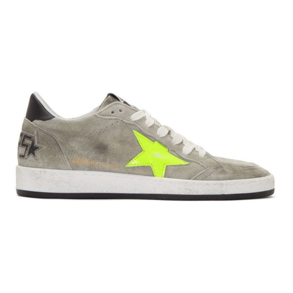 Golden Goose Grey and Yellow Suede Ball Star
